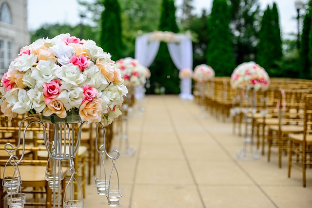 staying calm on your wedding day, wedding ceremony, aisle floral and decor